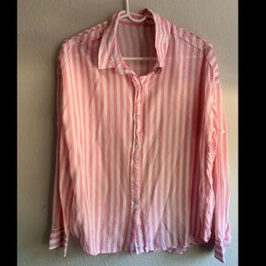 Pink and white striped overside bolsee (dress)